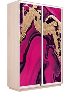 Шкаф 2-дверный Экспресс 1400x600x2200, Абстракция розовая/дуб молочный в Южно-Сахалинске