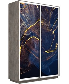 Шкаф 2-х створчатый Экспресс 1400x600x2400, Абстракция золотая пыль/бетон в Южно-Сахалинске - предосмотр