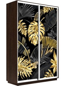 Шкаф 2-дверный Экспресс 1400x600x2400, Листья золото/венге в Южно-Сахалинске
