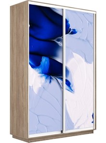 Шкаф 2-х створчатый Экспресс 1600x450x2200, Абстракция бело-голубая/дуб сонома в Южно-Сахалинске