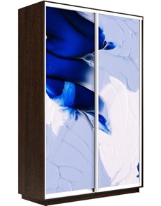 Шкаф Экспресс 1600x450x2200, Абстракция бело-голубая/венге в Южно-Сахалинске - предосмотр