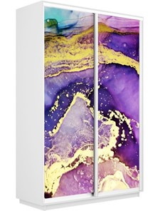 Шкаф Экспресс 1600x450x2200, Абстракция фиолетово-золотая/белый снег в Южно-Сахалинске - предосмотр