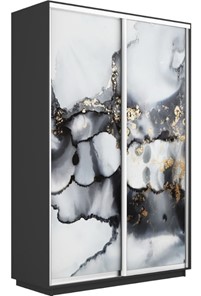 Шкаф 2-створчатый Экспресс 1600x450x2200, Абстракция серая/серый диамант в Южно-Сахалинске - предосмотр