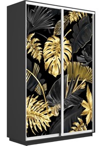 Шкаф 2-дверный Экспресс 1600x450x2200, Листья золото/серый диамант в Южно-Сахалинске