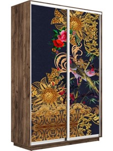 Шкаф 2-дверный Экспресс 1600x450x2200, Золотой орнамент/дуб табачный в Южно-Сахалинске