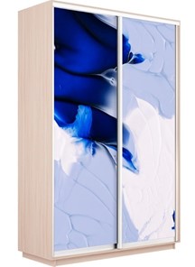 Шкаф 2-дверный Экспресс 1600x600x2200, Абстракция бело-голубая/дуб молочный в Южно-Сахалинске