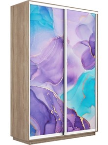 Шкаф двухдверный Экспресс 1600x600x2200, Абстракция фиолетовая/дуб сонома в Южно-Сахалинске