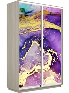 Шкаф 2-створчатый Экспресс 1600x600x2200, Абстракция фиолетово-золотая/шимо светлый в Южно-Сахалинске