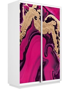 Шкаф 2-дверный Экспресс 1600x600x2200, Абстракция розовая/белый снег в Южно-Сахалинске - предосмотр