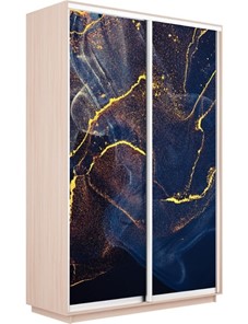 Шкаф 2-створчатый Экспресс 1600x600x2200, Абстракция золотая пыль/дуб молочный в Южно-Сахалинске