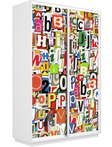 Шкаф 2-створчатый Экспресс 1600x600x2200, Буквы/белый снег в Южно-Сахалинске - предосмотр