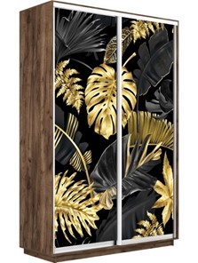 Шкаф 2-х створчатый Экспресс 1600x600x2200, Листья золото/дуб табачный в Южно-Сахалинске - предосмотр