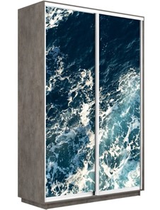 Шкаф двухдверный Экспресс 1600x600x2200, Морские волны/бетон в Южно-Сахалинске