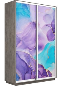 Шкаф двухдверный Экспресс 1600x600x2400, Абстракция фиолетовая/бетон в Южно-Сахалинске