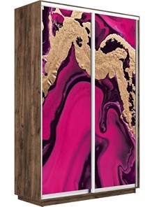 Шкаф 2-х створчатый Экспресс 1600x600x2400, Абстракция розовая/дуб табачный в Южно-Сахалинске