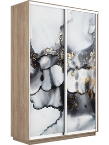 Шкаф 2-дверный Экспресс 1600x600x2400, Абстракция серая/дуб сонома в Южно-Сахалинске - предосмотр