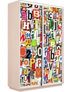 Шкаф 2-дверный Экспресс 1600x600x2400, Буквы/дуб молочный в Южно-Сахалинске