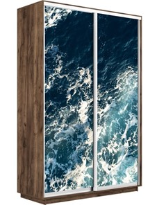 Шкаф 2-х дверный Экспресс 1600x600x2400, Морские волны/дуб табачный в Южно-Сахалинске