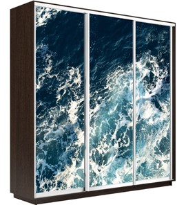 Шкаф 3-дверный Экспресс 1800х450х2200, Морские волны/венге в Южно-Сахалинске