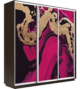 Шкаф 3-створчатый Экспресс 1800х450х2400, Абстракция розовая/венге в Южно-Сахалинске - предосмотр