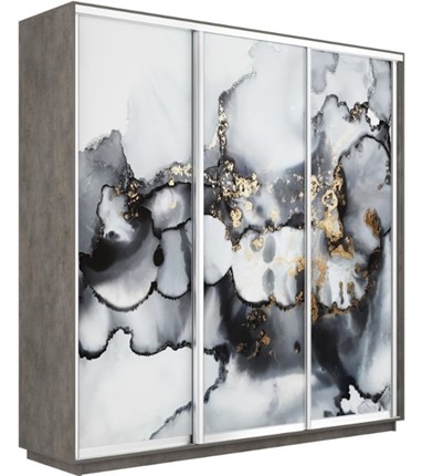 Шкаф трехдверный Экспресс 1800х450х2400, Абстракция серая/бетон в Южно-Сахалинске - изображение