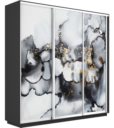 Шкаф 3-дверный Экспресс 1800х450х2400, Абстракция серая/серый диамант в Южно-Сахалинске - изображение