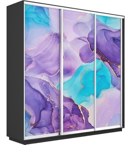 Шкаф 3-створчатый Экспресс 1800х600х2200, Абстракция фиолетовая/серый диамант в Южно-Сахалинске