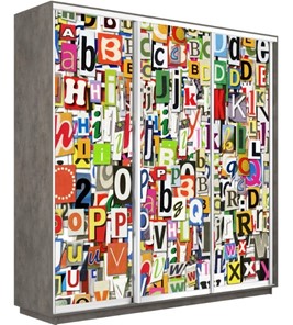 Шкаф 3-дверный Экспресс 1800х600х2200, Буквы/бетон в Южно-Сахалинске - предосмотр