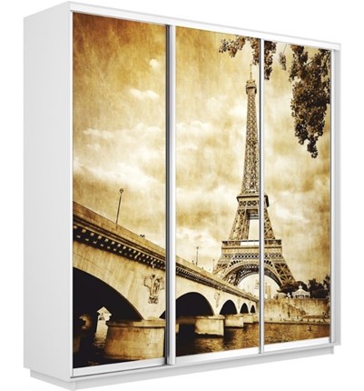 Шкаф трехдверный Экспресс 1800х600х2200, Париж/белый снег в Южно-Сахалинске - изображение