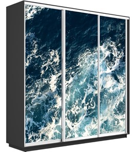 Шкаф 3-х створчатый Экспресс 1800х600х2400, Морские волны/серый диамант в Южно-Сахалинске