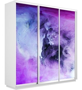 Шкаф 3-х дверный Экспресс 2100х450х2200, Фиолетовый дым/белый снег в Южно-Сахалинске - предосмотр