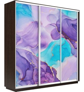 Шкаф 3-х створчатый Экспресс 2100х600х2200, Абстракция фиолетовая/венге в Южно-Сахалинске