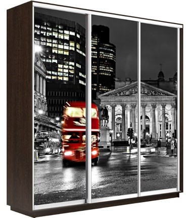 Шкаф 3-дверный Экспресс 2400х600х2200, Ночной Лондон/венге в Южно-Сахалинске - изображение