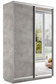 Шкаф 2-дверный Экспресс (ДСП/Зеркало) 1200х450х2200, бетон в Южно-Сахалинске - предосмотр