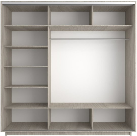 Шкаф 3-х дверный Экспресс (Зеркало/ДСП/Зеркало), 2100х600х2200, шимо светлый в Южно-Сахалинске - изображение 1