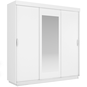 Шкаф 3-дверный Лайт (2 ДСП/Зеркало) 1800х595х2120, Белый Снег в Южно-Сахалинске - предосмотр