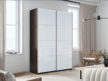 Шкаф 2-дверный Прайм (Белое стекло/Белое стекло) 1200x570x2300, венге в Южно-Сахалинске - предосмотр 4