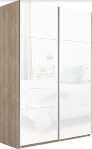 Шкаф 2-дверный Прайм (Белое стекло/Белое стекло) 1400x570x2300, дуб сонома в Южно-Сахалинске - предосмотр