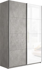 Шкаф Прайм (ДСП/Белое стекло) 1400x570x2300, бетон в Южно-Сахалинске - предосмотр
