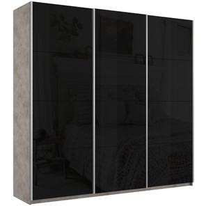 Шкаф Широкий Прайм (Черное стекло) 2400x570x2300, Бетон в Южно-Сахалинске