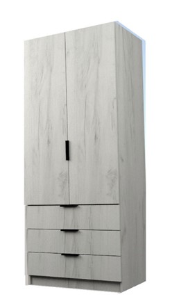 Шкаф двухдверный ЭШ2-РС-23-8-3я, Дуб Крафт белый 190х80х52 в Южно-Сахалинске - изображение