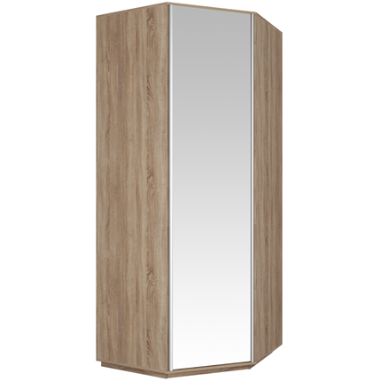 Шкаф однодверный Угловой Экспресс ( ДСП / Зеркало) 900х2200, Дуб Сонома в Южно-Сахалинске - изображение