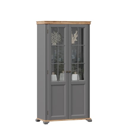 Шкаф двухстворчатый с стеклом Амели (Оникс серый) ЛД 642.890 в Южно-Сахалинске - изображение