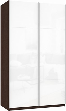 Шкаф Прайм (Белое стекло/Белое стекло) 1600x570x2300, венге в Южно-Сахалинске - изображение