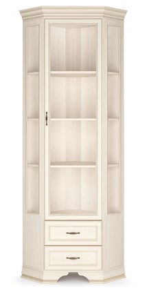 Угловой шкаф-витрина Сиена, Бодега белый / патина золото в Южно-Сахалинске - изображение