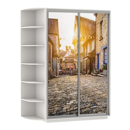 Шкаф 2-дверный Экспресс 1700x600x2400, со стеллажом, Улица/белый в Южно-Сахалинске - изображение