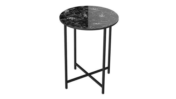 Круглый столик ДП 1-03-04 (Черный/Стекло Мрамор черный) в Южно-Сахалинске - изображение 1