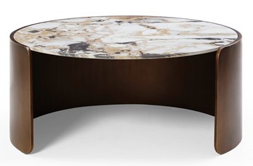 Круглый столик CT3095CL (D90) белая керамика /бронзовый в Южно-Сахалинске - предосмотр