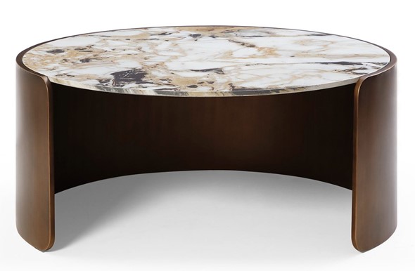 Круглый столик CT3095CL (D90) белая керамика /бронзовый в Южно-Сахалинске - изображение