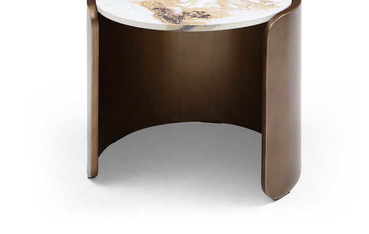 Круглый журнальный стол ET3095CI (D40) белая керамика /бронзовый в Южно-Сахалинске - изображение 2